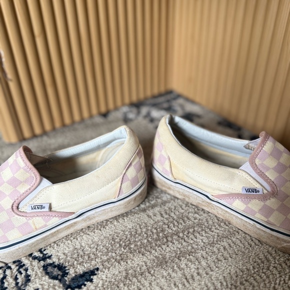 Vans Slip-On Checkerboard Pink & Cream Shoes Size US Women’s 10.5 Men’s 9 - Picture 7 of 8